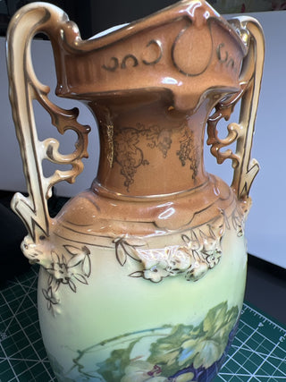 Ceramic vase with handles-grape design|53413