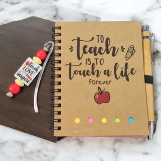 Notebook w/Matching Pen & Beaded Bookmark 4.09"x5.31" Teach Love Inspire RSVNotebook w/Matching Pen & Beaded Bookmark 4.09"x5.31" Teacher Life RSV|71125