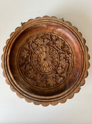 Vintage Carved wood plate RSV|105618