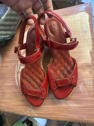 Softwalk Soft walk San Marino Red Patent Wedge Sandals Shoes #63 VV MTS