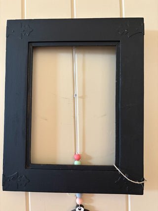 Wood picture frame , black decor on corners  7.5" x 9" RCD