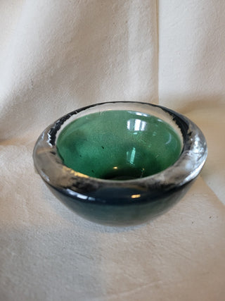 Hand Blown Clear & Green Votive Holder RCD|61424