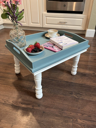 Handmade Breakfast in Bed Tray with Legs (Teal/White)|75824