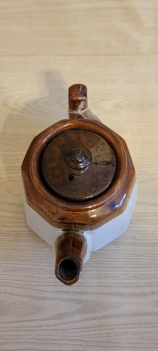 JMD- 1970s Brown & White Pottery Teapot- RSV|86330