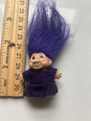 Vintage 1989 DAM Troll Doll, Purple Hair, Pencil topper-RSV