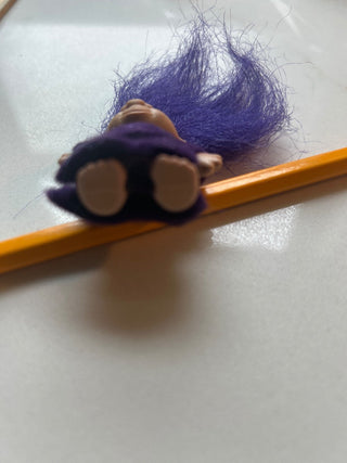 Vintage 1989 DAM Troll Doll, Purple Hair, Pencil topper-RSV