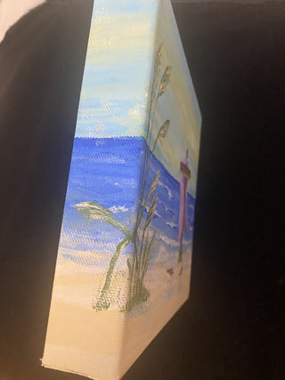 8 x 8 Hand painted original painting of a Cross on the beach RCD