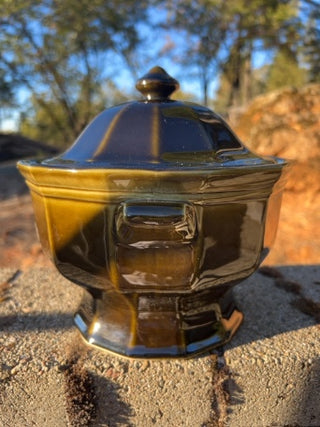 vintage Pfaltzgraff Heritage Green stoneware soup tureen and matching lid with ladle 150H