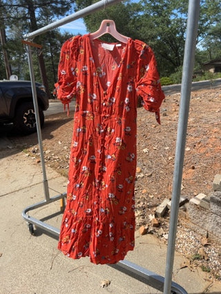 Anthropologie Maeve Eudora Floral Print Midi Dress Size 2 MTS