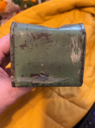 JP vintage green tin wall-mounted match holder
