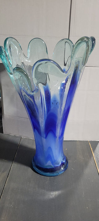 LG Hand blown Blue/Green Vase Rcd|82687