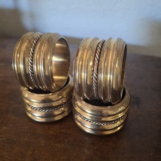 Set of 4 Vtg Braided Metal Brass Napkin Rings MTS|99756