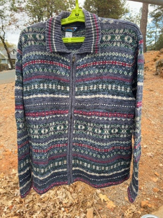 JP vintage Y2K Shaver Lake zip-front cardigan sweater Size L
