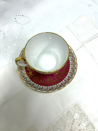 Hammersley & Co. Raspberry Red Gold Chintz Tea Cup & Saucer RSV