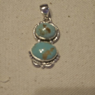 Sterling 2 stone kingman turquoise pendant