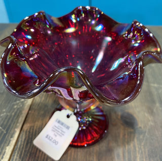 Fenton Heart Compote Dish with Fenton Tag rcd|84371