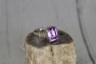925 Purple Stone Ornate Setting Ring -10|151556