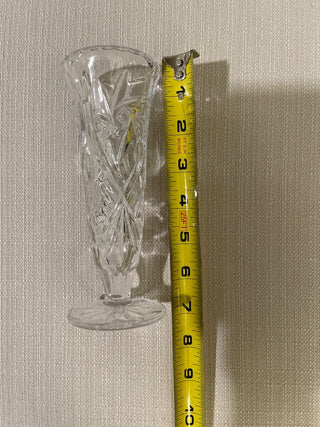 Vintage Bohemian Czech crystal small hand cut pinwheel vase, vintage, excellent RSV