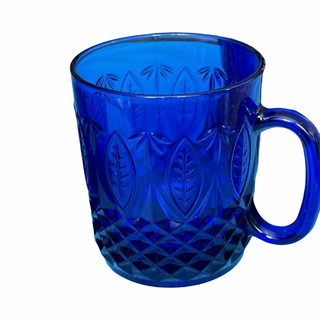 Vtg.Cobalt Blue Glass Mugs, Set of 2, Made in FRANCE-RSV|142703