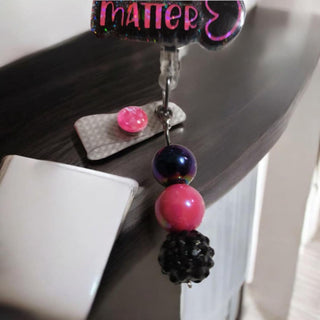 Interchangeable Badge Reel Charm: You Matter Pink/Black.|84341
