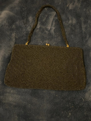 Vintage beaded evening bag features intricate glass beadwork Made in Japan