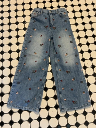 Girls Size 7 the H&M Wide Leg Jeans with Embroidery