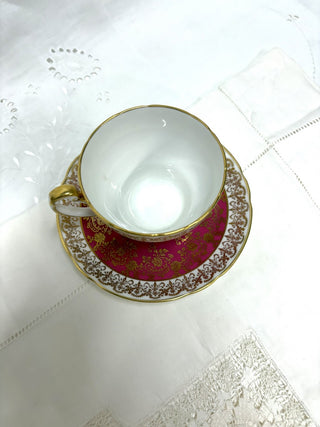 Hammersley & Co. Raspberry Red Gold Chintz Tea Cup & Saucer RSV|91529