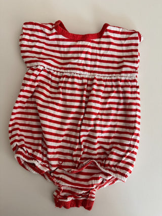 0-3M - Red and White Striped Romper|83132