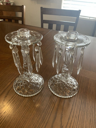 Jd-Vtg 1920’s Crystal Orate glass candlestick holders RSV