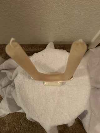 VTG Mid Mod U Shaped Iridescent Ceramic Holder & Candle|53586