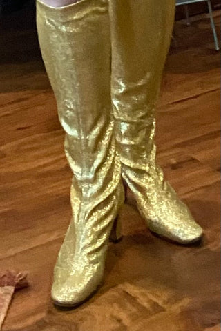 Gold Metallic Boots Sz 7.5 Vintage RSV|106346