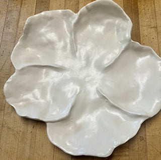 Vintage Heavy Clay Leaf Platter Matt White RSV|58026
