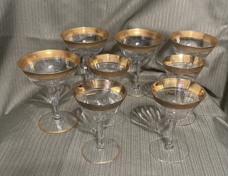Vintage Glastonbury clear cocktail glasses with gold trim rsv