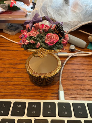 Vtg. San Francisco Music C floral Trinket box 3.5" RCD|120807