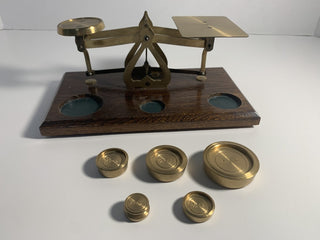 Brass postal scale with weights|49947