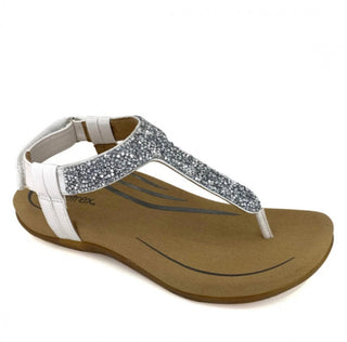 Aetrex 8.5 Womens Sandal Orthotic Crystal Covered Slingback White #62 VV MTS