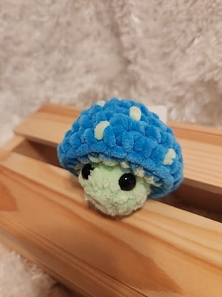 Mushroom Fidget Popper: Crocheted turquoise, light green
