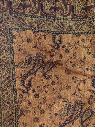 Boho Scarf Reversible Mangal 70 %.Pashmina & 30% Silk, red paisley pattern shawl #63 VV MTS