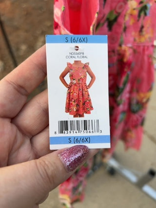 NWT Zunie Girls' size S(6/6X) coral floral sundress