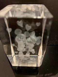 #1410 3-D Glass Block Mickey & Mini