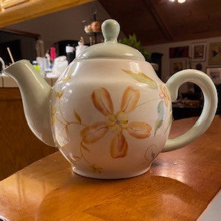 Vntge Crate & Barrel Orange Blossom Teapot w Lid