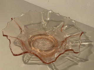 7.5" Pink Apple Blossom Ruffled Glass Bowl--SP RCD