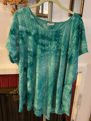Avenue Sequin Batik Top Plus Size  MTS
