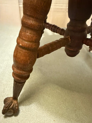 Antique 1900's Adjustable claw foot piano chair/stool RSV|89493