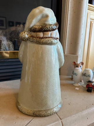 Vtg. Tall Father Santa Ceramic Figure 13.5", Bisque Drip Glaze RCD|81861