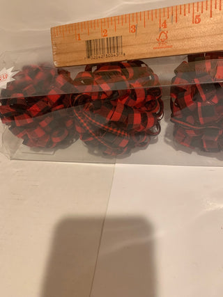 Red&Black Plaid ribbon ornaments pk/3 MTS|133959