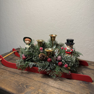 Vintage Christmas Sleigh Candleholder Centerpiece RCD|125365