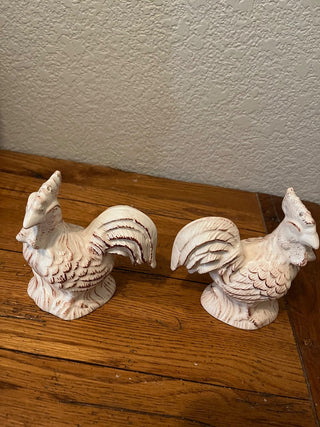 VINTAGE CHICKEN ROOSTER Salt And Pepper Shakers Set Ceramic Large 5x4 RCD
