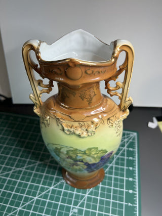 Ceramic vase with handles-grape design|53414