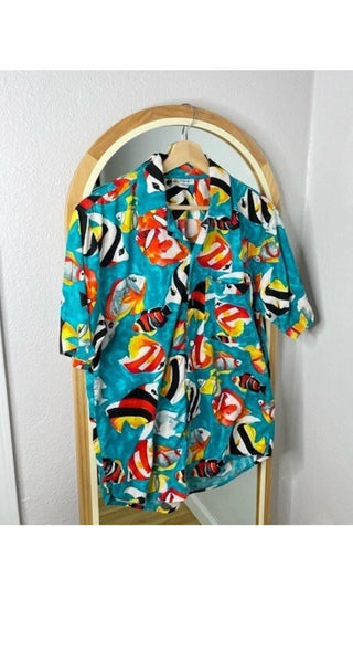 Vintage Sweat heart tropical Hawaiian Shirt Small #47 VV MTS|108530